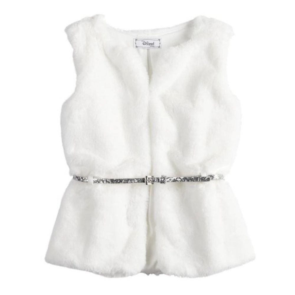 Disney Girls Nutcracker White Faux Fur Vest Size 6 NO BELT New without Tags
